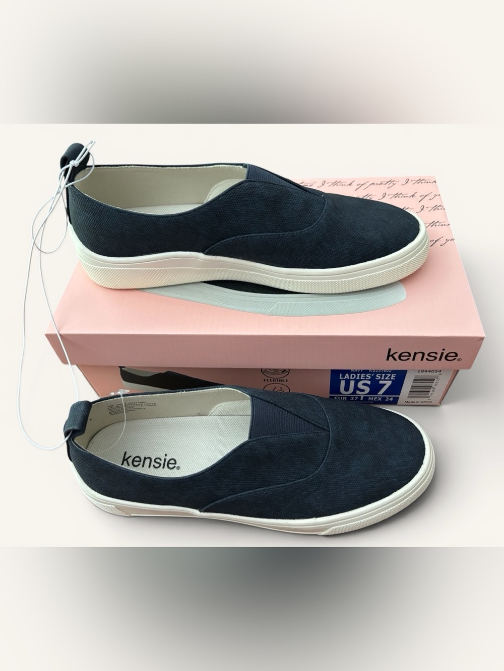 Kensie Dalia Navy Blue Canvas Slip On Shoe Sneaker New In Box Size 7